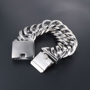 <b>Titanium</b> Steel Men's Bracelet Extra Wide <b>Chain</b> Link Geometric Design Gift Jewelry CE085 - Product Image 3