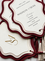Carte d'invitation de mariage découpée sur mesure, forme irrégulière personnalisée, impression d'invitation multicouche, logo personnalisé OEM ODM