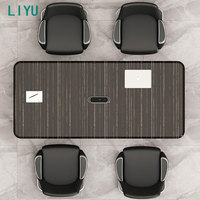 Table de conférence moderne en panneaux de bois Liyu avec base épaissie de forme rectangulaire pour salles de réunion de bureau
