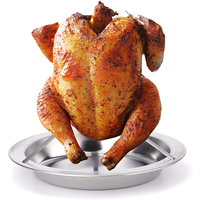 Support à poulet en acier inoxydable de qualité alimentaire avec conception à fils croisés pour rôtissage uniforme à 360° sur barbecue extérieur