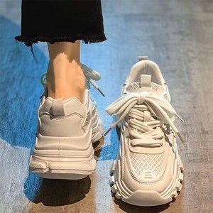 Fashion Thick Soled Casual Shoes Trendy Breathable Mesh Old <strong>Daddy</strong> Shoes Lace up Elevated Sports Shoes for Women - Product Image 3