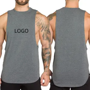 Groothandel Effen Zwarte Bodybuilding Getailleerde Top Tank Stringer Vest Custom Print Logo Sport Workout Gym Tank Top Voor Mannen