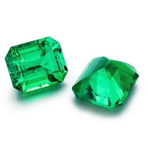 Price per carat Lab Created gemstone hydrothermal columbian Muzo green emerald loose gemstones