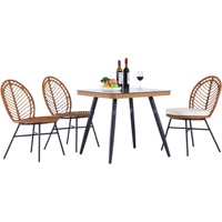 Vente en gros Ensemble table et chaises de jardin rustique vert Ensemble de salle à manger Ensemble 6 chaises Table et chaises d'extérieur Chaises de bar en rotin