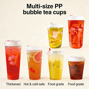 Gobelet jetable en plastique PP personnalisé avec couvercle, 16 oz, transparent ou givré, pour thé, café, fruits, lait, boissons, diamètre 90 mm - Product Image 1