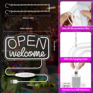 Enseigne néon LED de bienvenue pour magasin, lettres lumineuses suspendues pour intérieur, éclairage d'ambiance, décoration d'entrée, indicateur lumineux 5V 12V - Product Image 5