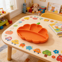 Assiette de repas pour bébé en silicone de qualité alimentaire, non toxique, prix d'usine, compatible micro-ondes, sans BPA, assiette à ventouse pour enfants