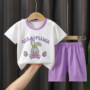 Ensemble été pour garçons et filles en coton 100% avec motif de dessin animé, short et t-shirt à manches courtes en pur coton, vêtements pour enfants - Product Image 1