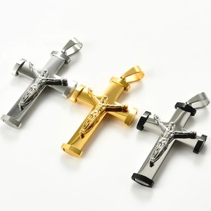 Collier pendentif croix de Jésus en acier inoxydable, couleur argent et or, pour hommes et femmes, bijoux religieux, prière, baptême, cadeau - Product Image 5