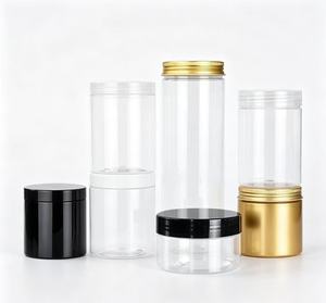 Ensemble de contenants cosmétiques en plastique PET transparent, forme cylindrique, avec couvercle à vis en aluminium - Product Image 2