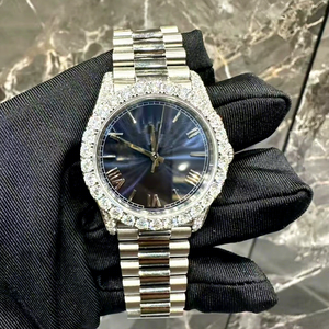 Montre automatique pour homme Dvars Diamond VVS Luxury en acier inoxydable, verre saphir, résistance à l'eau 3BAR, mouvement ETA, affichage analogique - Product Image 1