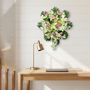 <b>Artificial</b> Floral <b>Bouquet</b> White Frangipani Pink Rose Flower Arrangement Decorative Hanging <b>Bouquet</b> Decorative Wreaths & Swags - Product Image 2