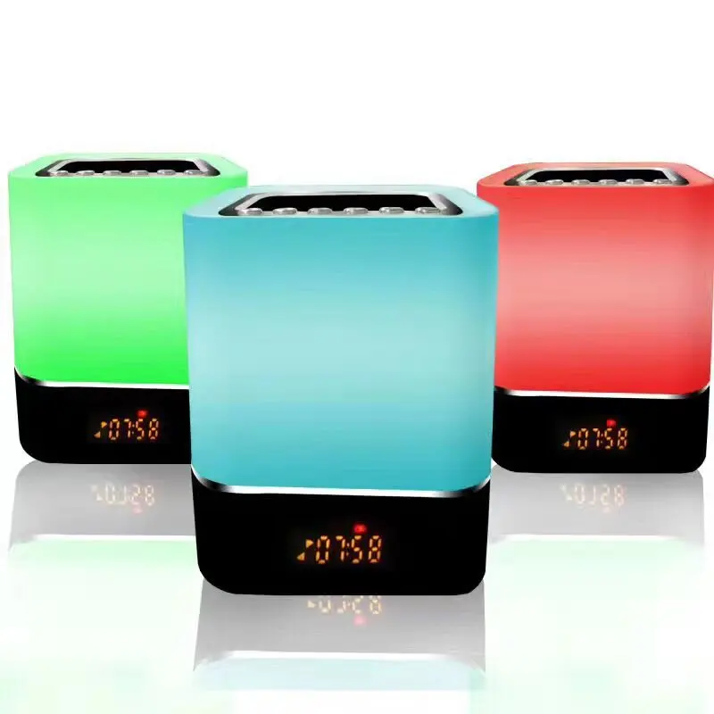 Best Gift Touch Music Control 5 in 1 Bedside Lamp Wireless Speaker Night Lights with Digital Calendar Alarm Clock