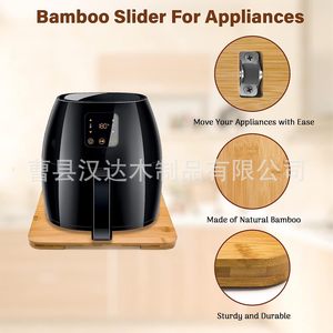 Support de comptoir en bambou pour appareils de cuisine : grille-pain, friteuse à air, mixeur – Style simple - Product Image 2