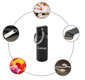 Customized Branded Metal Material Free Engraved logo Ear Plug Pill case Box with Keychain Containers - Product Image 4
