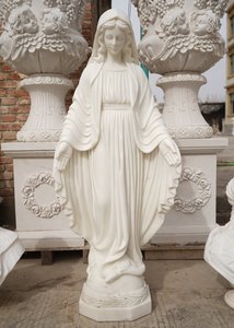 Vente en gros à prix réduit, statue de la Vierge Marie en marbre blanc naturel, statue religieuse en pierre catholique, statue de la Sainte Mère, statue de la Sainte Marie, statue de la Sainte Grâce - Product Image 6