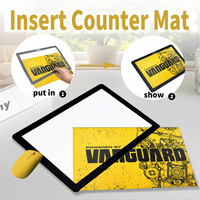 Tapis de comptoir en PVC A3/A4 pour bar, fabriqué en usine |   Insert personnalisé pour la présentation du logo de la marque et la publicité dans les bureaux de réception et les magasins de détail