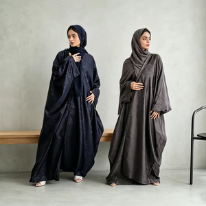 Abaya personnalisée en tissu jacquard satiné, robe musulmane modeste pour femmes, manches papillon, longue ceinture, abaya Dubaï, kaftan respirant - Product Image 1