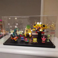 Vitrine acrylique transparente personnalisée avec base Boîte d'assemblage de comptoir Boîte d'affichage de protection anti-poussière