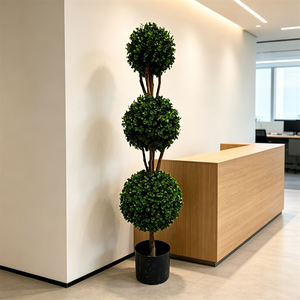 Arbre topiaire artificiel en buis à trois boules, plante verte artificielle en pot à trois sphères pour la décoration extérieure <span class=keywords><strong>de</strong></span> jardin, <span class=keywords><strong>de</strong></span> paysage et <span class=keywords><strong>de</strong></span> patio, OEM - Product Image 5