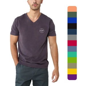 T-shirt pour homme en coton doux de haute qualité, à col en V, uni, pour le sport et la course à pied, avec logo personnalisé imprimé, nouvelle arrivée, vente en gros - Product Image 1