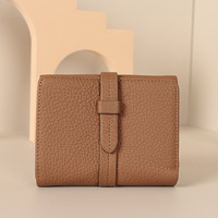 Portefeuille multifonctionnel pour femmes en cuir de vache, porte-monnaie et portefeuille avec fermeture à boucle, style minimaliste Normcore