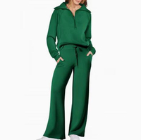 JAC22 Q029 Damen Neues Fleece-Set Einfarbig mit Kapuze Langarm Zweiteiliges Modisches Outfit Atmungsaktive Lange Hose