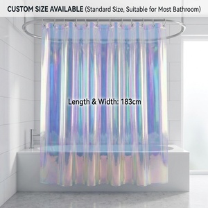 Tenda da Doccia Personalizzata Xin Shu Eco-Friendly in PEVA con Stampa Digitale <span class=keywords><strong>Arcobaleno</strong></span> Scintillante, 12 Ganci, Impermeabile, per Hotel - Product Image 5