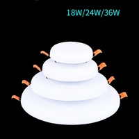 Vente en gros d'usine, panneau lumineux LED encastré rond carré fin 6W-48W, plastique IP44, 95 CRI, éclairage pour la maison et le bureau