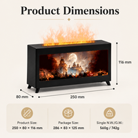 Diffuseur d'arômes Château Forêt Flamme 220ml, Humidificateur à Effet Cheminée avec Lumière LED pour Décoration Maison et Chambre