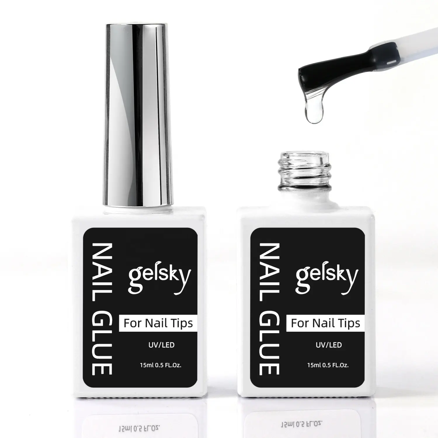 Gelsky 2 In 1 네일 팁 젤 네일 젤베이스 코트 탑 코트 15Ml 젤 손톱을위한 강력한 하드 접착제 투명