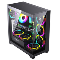 Boîtier PC de jeu ATX LOVINGCOOL Cube ATX MATX ITX avec double panneau en verre trempé, boîtier d'ordinateur RGB avec ventilateur de refroidissement