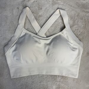 SHINBENE Sculpt <strong>Peach</strong> Women Cross Back Yoga <strong>Top</strong> Solid Nylon Spandex Medium Support Seamless Sports Bra - Product Image 4