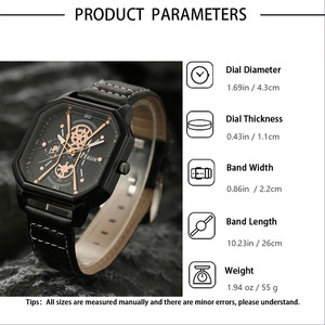 심플한 신상 더블 레이어 스퀘어 쉘 패션 캐주얼 남성용 시계 팔찌 세트 - Product Image 6