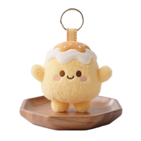Porte-clés personnalisé en peluche de coton, motif dessert mignon (rouleau de cannelle, pudding, pain), jouet en peluche moelleux, breloque de sac, cadeau, 10 cm, doux