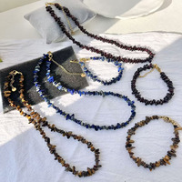 Ensemble collier et bracelet vintage en éclats de cristal naturel irréguliers, quartz rose, aigue-marine, citrine, bijoux en pierres précieuses de guérison, or 18 carats