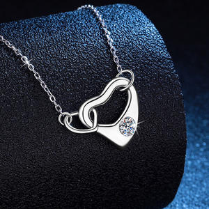 Collier pendentif en argent sterling S925 avec moissanite de conception originale XL287, amour, double boucle - Product Image 2