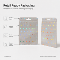 Sachet refermable personnalisé en PE dépoli holographique pour bonbons, biscuits et snacks, qualité alimentaire, scellage latéral