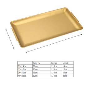 Premium Paslanmaz Çelik Dikdörtgen Tepsiler Altın Gümüş Servis Tabakları Barbekü Suşi Restoran Mutfak Yemek Servis Tepsileri - Product Image 4