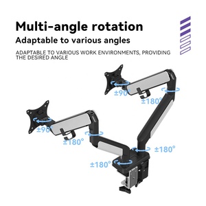 Support de moniteur incurvé 2026 blanc réglable avec <span class=keywords><strong>bras</strong></span> de fixation noir <span class=keywords><strong>pour</strong></span> double écran d'ordinateur de bureau - Product Image 4
