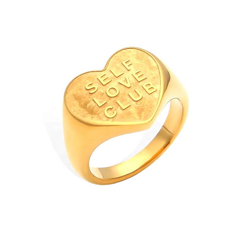 Milskye Wholesale Custom Fashion Dainty 18k Gold Plated 925 Sterling Silver  Selflove Club Signet Ring