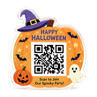 Letrero Acrílico Ligero Personalizado con Diseño de Fantasma y Calabaza de Halloween, con Código QR, para Decoración de Mesa, Pared o Ventana