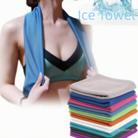 Serviette rafraîchissante pour le sport avec pochette étanche, en microfibre, séchage rapide et absorbante, plusieurs couleurs, design à suspendre autour du cou