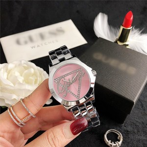 Reloj de Moda para Mujer al por Mayor, Reloj Electrónico con Correa de Acero y Pedrería Rosa para Mujer - Product Image 1