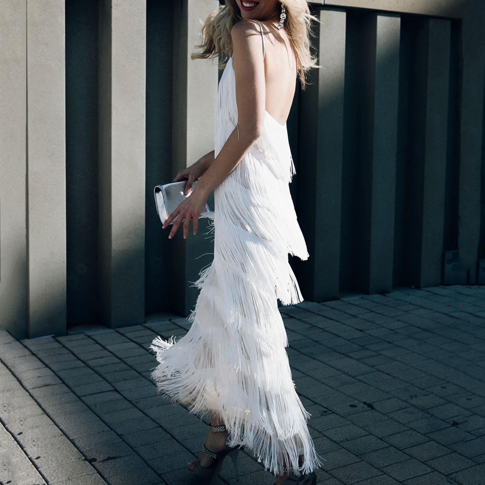 white christmas dresses Alba Frill Trim Maxi Dress White– Selfie Leslie main image 0