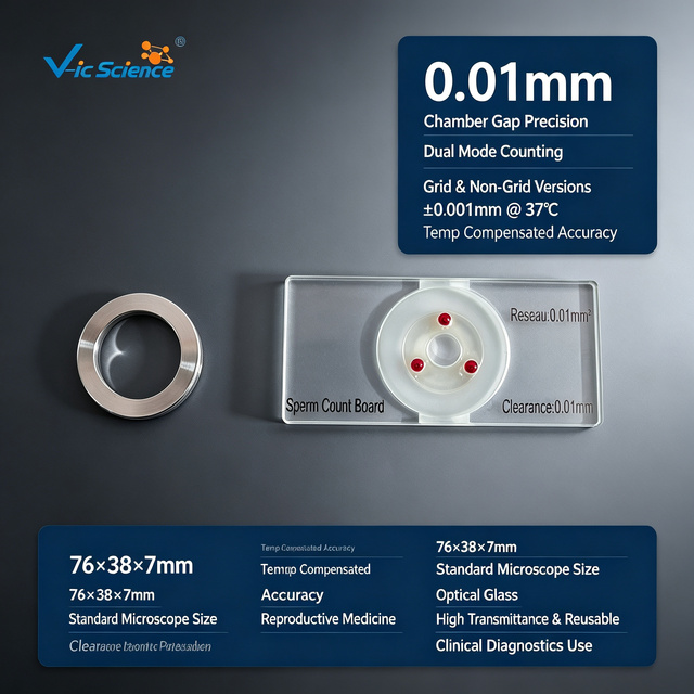 MACRO Sperm Counting Chamber Glass 76x36x7mm Grid 0.01mm2 for Semen Analysis Lab CE ISO ROHS CNAS