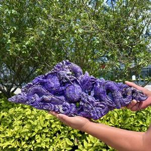 หินอัญมณี Charoite ธรรมชาติแกะสลักมังกรสองตัวเล่นกับเครื่องประดับมุกสำหรับตกแต่งสำนักงาน - Product Image 5