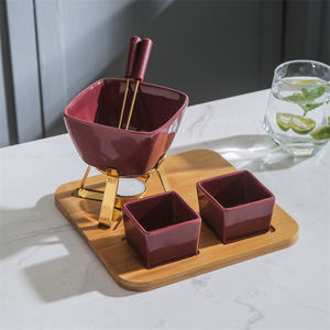 Batterie de cuisine de restaurant domestique de haute qualité <span class=keywords><strong>fondue</strong></span> en céramique au <span class=keywords><strong>chocolat</strong></span> avec plat - Product Image 1