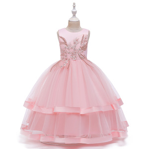 5019 Hochwertige Kinder Mädchen Kleidung Neueste Mode Ärmellose Puffy Party Kleider Hochzeit <span class=keywords><strong>Blumen</strong></span> Mädchen Kleid - Product Image 3