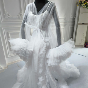 S0144G 2026 Robe de nuit de grossesse confortable de haute qualité, nouvelle collection très vendue, en dentelle fine et tulle, longue et sexy, pour mariée ou matinée. - Product Image 3
